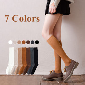 【Free Shipping】Korean Style Solid Color Calf Socking College Style Winter Thick Warm Long Tube Cotton Sock for Women Girls