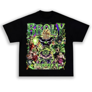 Bandai | Dragon Ball Mens and Womens T-shirt Broly Anime Tee Summer and Spring Boys Short Sleeves Luxury Brand Parent-child Outfits
