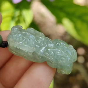 New Listing SG Seller - Crafted as Pixiu Pendant on Natural Type A Jadeite Jade certificate weighs 7.1 grams measurement 31.2 * 13.7 * 9 mm (pendant373)