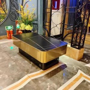 Luminous Stainless Steel Tempered Glass Table for Bar Counters
