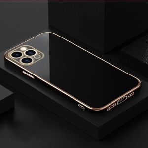 หรูหราชุบขอบพื้นผิวสดใสเคสโทรศัพท์สําหรับ iPhone 16 15 PRO MAX PLUS สําหรับ Apple แฟชั่นซิลิโคนกันกระแทกฝาครอบป้องกัน
