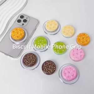 Macaroon Cookies Magnetic and Sticker Two Types Socket Grip Resin Material Mobile Phone Stand For Magsafe IPhone Mac Samsung