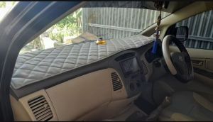 Cover Alas Pelindung Dashboard Mobil Kijang Inova Old Bahan Kulit Lapis Busa Free Perekat