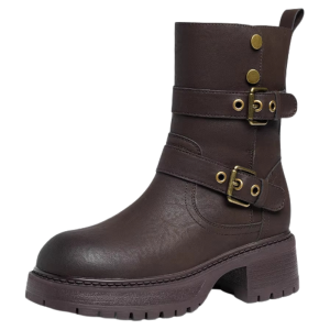 Reddragonfly | Fleece Lined Thin Boot Thicker Heel One Step On Western Boots