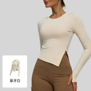 New Womens Yoga Wear Long Sleeve round Neck Slim Fit Running Fitness Sports Top Quick Dry Breathable Outdoor Running Sportswear