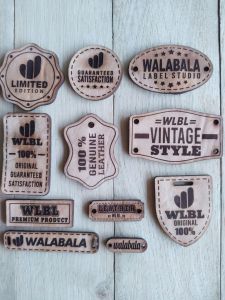 Label Kulit Asli Natural Cetak Merek Brand Kamu Model Karakter