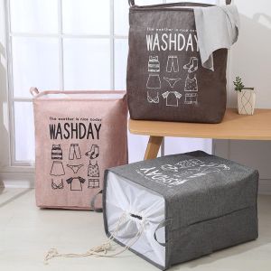 Super Large Laundry Basket Foldable Storage Laundry Hamper With Drawstring Cover Water-Proof Laundry Basket Home Organizer Storage Dirty Clothes Bucket Storage Organizer (Grey/Pink)