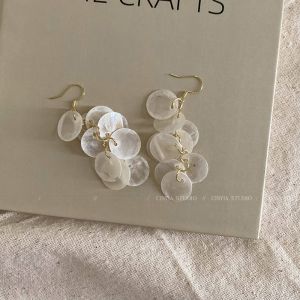 Long Tassel Shell Earrings Women Unique Design Geometric Pattern Alloy Silver Gold Plated Fashion Jewelry Fresh out Ear Cuffs