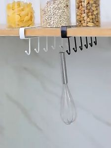 Iron cabinet six-hook storage rack punch-free cabinet hanging rack kitchen spoon cup rack door behind iron hook towel storage rack