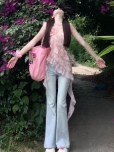 CHANGTONG | Dopamine Boost Thai Style Mini Strap Vest Women Summer Outdoor Pure Desire Asymmetrical French Elegant Sleeveless Top