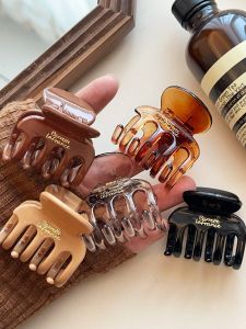 Elegant Simple Gold Label Letter Half Updo Small Grab Clip Versatile Retro High Ponytail Fixing Hair Clip Fashionable Hair Accessories