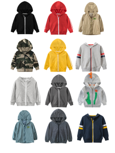 27KIDS Pure Cotton Korean Style Sweatshirt Cardigan Striped Spring Autumn Childrens Outerwear for Boys Ages 2-18