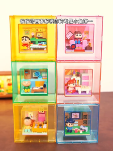 Wonder Moon Block 803401 6IN1 Floating Cube Scene Crayon Shin Chan Series Gift Decoration Building Brick Toy