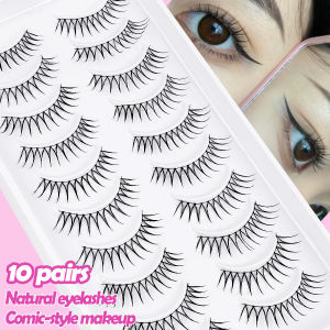 MAGEFY Natural Lashes 10 Pairs Extensions Strip Lashes Natural Look Slender Elongation Eyelashes 6-10mm Cat Eye False Eyelashes