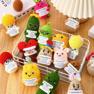 Hand Knitted Positive Energy Potato Yarn Doll Keychain Quirky Expression Bag Charm Adorable Toy for Cross-Border Shopping