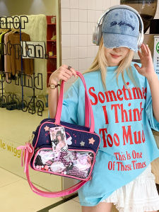 Trendy Ins Style Denim Crossbody Bag for Women Fashionable Youthful Large Size Mixed Material Shoulder Bag Daily Use