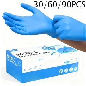 30/60/90PCS Disposable Blue Nitrile Gloves Pet Bathing Gloves Hairdressing Convenient for Household Cleaning Disposable Tools