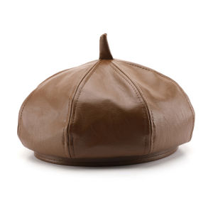 Soft and sweet-cool style PU windproof eight-pointed hat with a top beanie cap. Suitable for travel commuting and warmth.