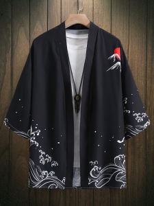 Nam Mùa Hè KIMONO Áo Sơ Mi Ngắn Tay In Hình Phong Cách Harajuku Thời Trang Retro Cardigan Châu Á Thái Bình Dương Quần Áo Truyền Thống