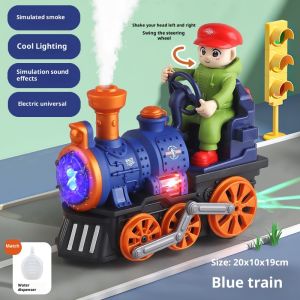 Baby Parent-Child Interactive Eco-Friendly Material Toy Car Retro Omni-Directional Spray Steam Dinosaur Princess Christmas Music and Lights