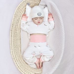 SHIPAILUO | Pure Cotton Baby Sleepwear Set High Waist Belly Protector Autumn Winter Childrens Clothing Cartoon Cute Style Long Sleeve Pants