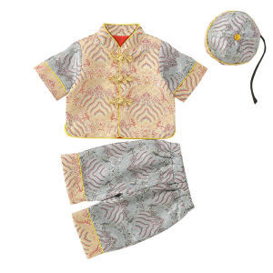 ชุดแต่งงานวันเกิดเด็กชาย เดรสจีนโบราณ ผ้าฝ้ายผสม กางเกงบ็อกเซอร์ ชุดราตรี ฤดูใบไม้ผลิและฤดูใบไม้ร่วง ชุดเด็กผู้ชาย