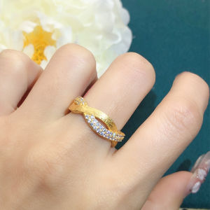 Elegant Vintage Moebius Ring for Women Double Row Diamond Fashionable High Quality Brushed Alloy Handmade Jewelry Ring