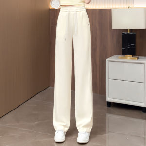 Quần Ống Rộng Màu Vàng Mùa Hè Mỏng Co Giãn Cạp Cao Rộng Rãi Quần Dài Thể Thao Thường Ngày Thẳng Quần Dài