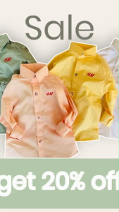 เสื้อเชิ้ตแขนยาวเอชเอ็ม 2-7ปี ใส่แล้วดูสุภาพ เรียบร้อย ดูดี