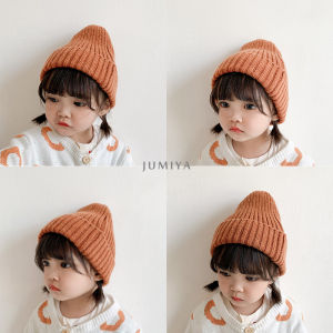 Korean Baby Girl Autumn and Winter Woolen Hat Ins Pure Color Minimal Versatile Children Infants Warm Knitted Hat Tide