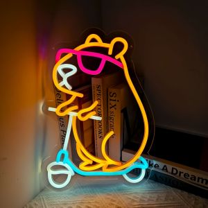 Animal Shape LED Kapibara Kids Neon Party Decoration Birthday Sign Wall Decor Room Novelty Lighting（new） Lights