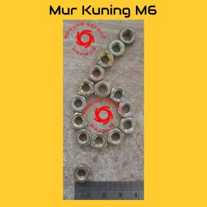 (50 pcs) Mur M6 Kuning Kunci 10 / Mur Kuning 6mm