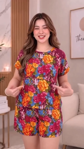 Terno short with 2side pocket challis fabric free size best fit up to 2xl frame