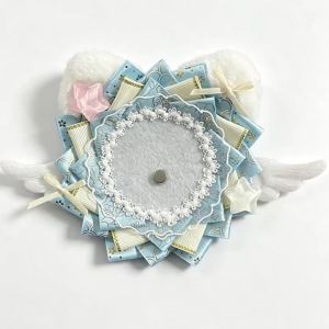 1pc Cute Cat Ear Angel Wing Badge Holder Bow Brooch Display Tray Ribbon Ita Bag Decoration For Anime Pin Badge Accessory
