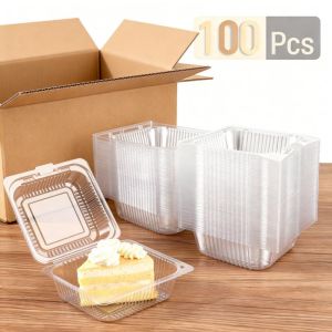 100Pcs Square Cheesecake Boxes Slice Cake Box Triangle Pie Holders Cake Boxes Cupcake Slice Container For Bakery Party Wedding