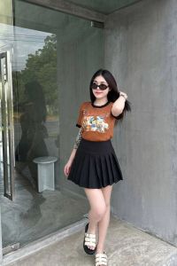 🌈 SpinnyHouse เสื้อยืดแขนสั้น ผ้าไหมพรมยืด 💖 รูปแบบสกรีนเสื้อหน้า แต่งแมตช์ลูกค้า รุ่น สวนสนุก