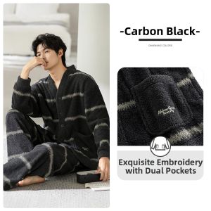 JIALEFEN | Thickening Warmth Coral Fleece Pajama Set