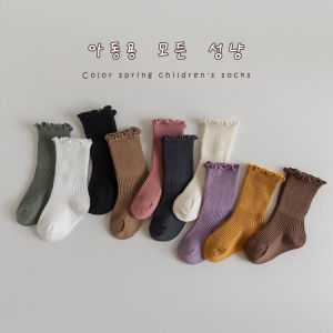 Girls Socks Spring and Autumn Thin Cotton Childrens Wooden Ear Bunching Socks Korean Fashion Children Baby Tube Socks