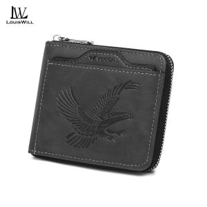 LouisWill Mens Short Wallet RFID Soft PU Short Wallet Detachable Card Holder Wallet Large Capacity Purse Multi-Card Position ID Credit Cards Holders Coin Pouch PU Leather Zippered Bag Business Wallets