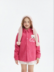 Cute Bear Design Winter Childrens Long Sleeve Shirt Jacket
