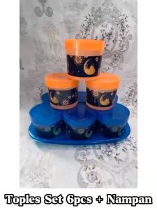 Toples set 6pcs+Nampan Wadah Penyimpanan Makanan Snack Kacang Permen Kue Kering Bumbu Dapur Serbaguna / Storage Jar With Tray Berkualitas / Cocok Untuk Hampers Kado Pernikahan - FR GALLERY