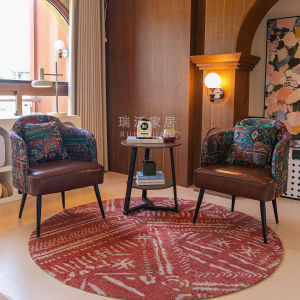 Retro Style Single Sofa Chair Balcony Leisure Table Chair Combination Living Room Hotel Homestay Commercial Reception Chair