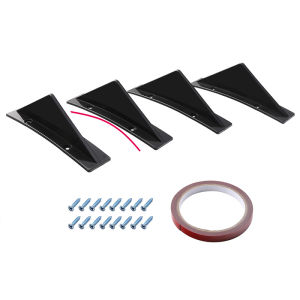 4pcs Universal Flat / Arc Rear Bumper Lip Diffuser Shark Fins Chin Bumper Protector Guard Cover for Auto Rear Trim Spoiler Black