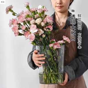 INS French Wake up Flower Bucket For Home Deep Water Transparent Large Acrylic Flower Holder Flower Tube Plastic Flower Shop Dedicated