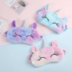 Cute Cartoon Unicorn Party Anime Sleeping Mask for Kids Adult Pony Christmas Gift Soft Cloud Plush Sleeping Eye Band Eyepatchs