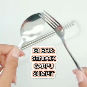 Sendok Makan Travel 3in1 Bahan Stainlees Set Sendok Stainlees Peralatan Makan