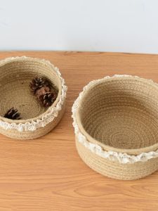 Large round Cotton Linen Rope Handheld Home Storage Basket Snack Basket Utility Box Organizer Korean Style from Mainland China