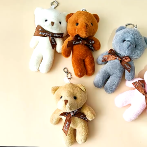 Ribbon Bear Ornament Cute Doll Plush Keychain Bag Ornament Pendant