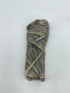 Gesundheit ED1 Long Lighter with Metal Case Embossed Design Windproof Mens Lighter Gift Set for Him Birthday Present