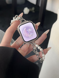 Vòng Tay Thông Minh Bằng Kim Loại Đính Ngọc Trai Cho Nữ Xiaomi Mi Band 8 pro 9 pro Redmi Watch 4/5 7 pro Vòng Tay Thông Minh Mùa Hè